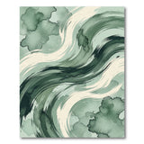 Abstract Green Watercolor Wave Area Rug