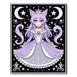 Starry Purple Cat Princess Area Rug