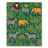 Vibrant Jungle Safari Rug with Lions Zebras Elephants