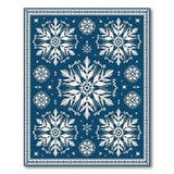 Navy Blue Snowflake Area Rug with Intricate White Patterns