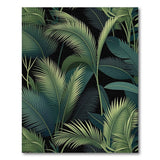 Lush Green Palm Fronds Area Rug on Black