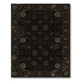 Distressed Vintage Black Floral Area Rug