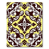 Ornate Yellow Damask Area Rug - Black White Motifs