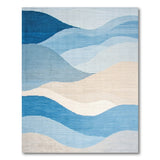 Layered Blue Wave Geometric Geometric Modern Area Rug