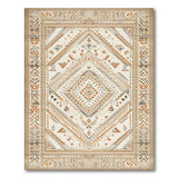 Beige and Neutral Beige Geometric Southwestern Area Rug