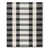 Textured Black Grey Plaid Woven Area Rug