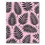 Pink Black Palm Leaf Area Rug