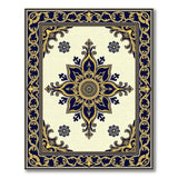 Navy Blue and Gold Ornate Medallion Area Rug