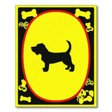 Playful Beagle Silhouette Bone Border Area Rug