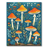 Whimsical Orange Mushroom Forest Area Rug