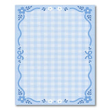 Light Blue Gingham Floral Border Area Rug