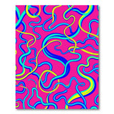Vibrant Pink Squiggle Abstract Area Rug