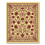 Ornate Beige Maroon Floral Border Rug