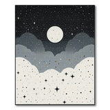 Starry Night Sky Moon Over Mountains Area Rug