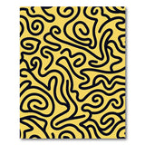 Bold Yellow Abstract Area Rug with Black Waves