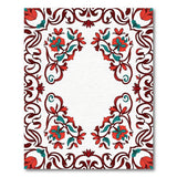 Intricate Red Teal Floral Persian Border Rug