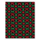Red Green Floral on Black Area Rug