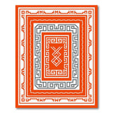Vibrant Orange Geometric Border Rug