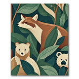 Playful Fox Bear Peekaboo Kids Rug