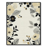 Beige Black Floral Vintage Area Rug