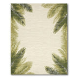 Green Palm Frond Coastal Beach Area Rug