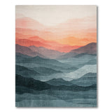 Blue Teal Mountain Sunset Area Rug
