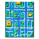 Multi-color and Patterns Cartoon City Streets Play Rug