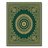 Emerald Green Gold Medallion Area Rug