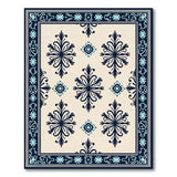 Navy Teal Persian Motif Area Rug