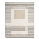 Beige and Neutral Modern Grey Geometric Framed Area Rug