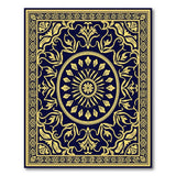 Ornate Navy and Gold Persian Medallion Rug