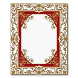 Ornate Red Gold Floral Baroque Border Rug