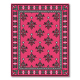 Vibrant Pink Area Rug with Teal Floral Motifs