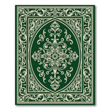 Green Ornate Green Floral Medallion Rug