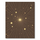 Golden Starburst Rays on Deep Brown Area Rug