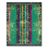 Green Striped Heritage Tribal Area Rug