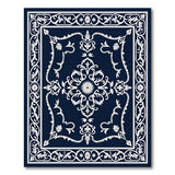 Navy Blue Traditional Persian Area Rug with Ornate Floral Borders