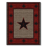 Southwestern Black Star Area Rug Red Border Gray