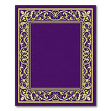 Regal Purple Area Rug with Golden Ornate Border