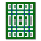 Bold Green Geometric Grid Area Rug