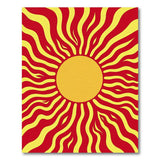 Radiant Red Yellow Sunburst Area Rug