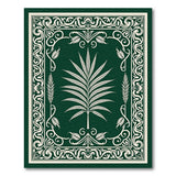 Ornate Green Palm Leaf Vintage Rug