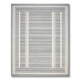 Modern Grey Striped Framed Area Rug