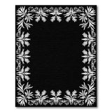 Ornate White Floral Border Area Rug