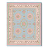 Ornate Blue Floral Medallion Area Rug