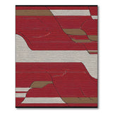 Bold Red Geometric Area Rug with Tan Accents