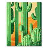 Green Cactus Sunset Southwestern Area Rug
