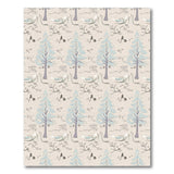 Whimsical Teal Pine Forest Birds Area Rug