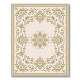Elegant Cream Rug with Gold Floral Border