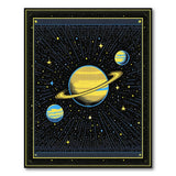 Retro Saturn Solar System Area Rug